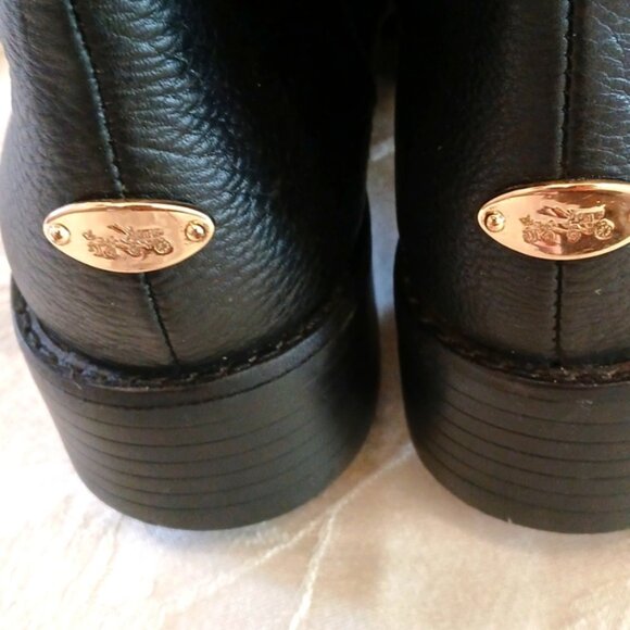 COACH Knee High Boots Black Bailey Safari Leather 7.5 - Picture 8 of 16
